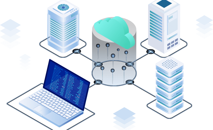 Computer Data Hosting, Data Infrastructure, Networking Concept Art, Remote Server Access, Corporate Art