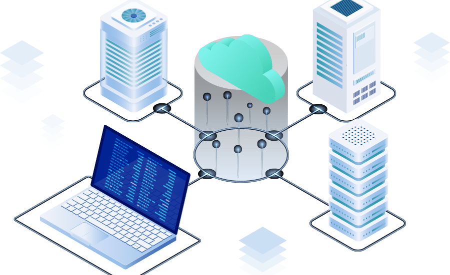 Computer Data Hosting, Data Infrastructure, Networking Concept Art, Remote Server Access, Corporate Art